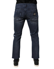 Dolce & Gabbana Blue Cotton Stretch Skinny Men Denim Jeans - IT50 | L - Jeans