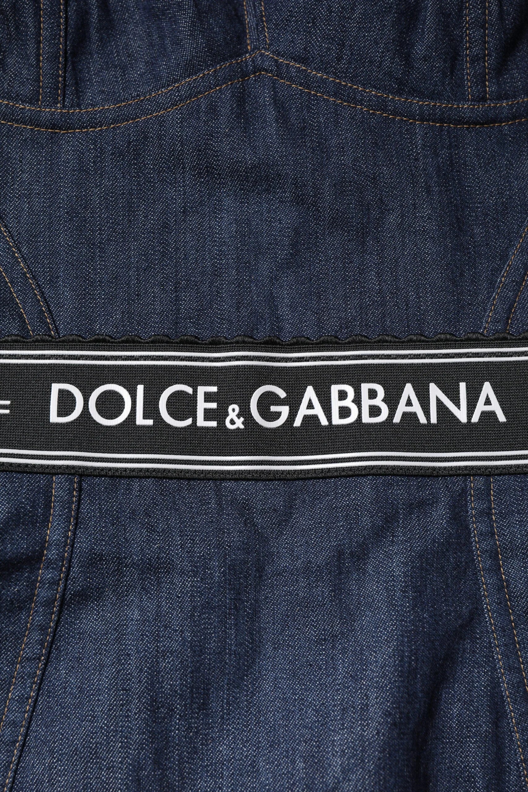 Dolce & Gabbana Blue Cotton Stretch Sleeveless Bodycon Denim Bodysuit - IT40|S - Bodysuits