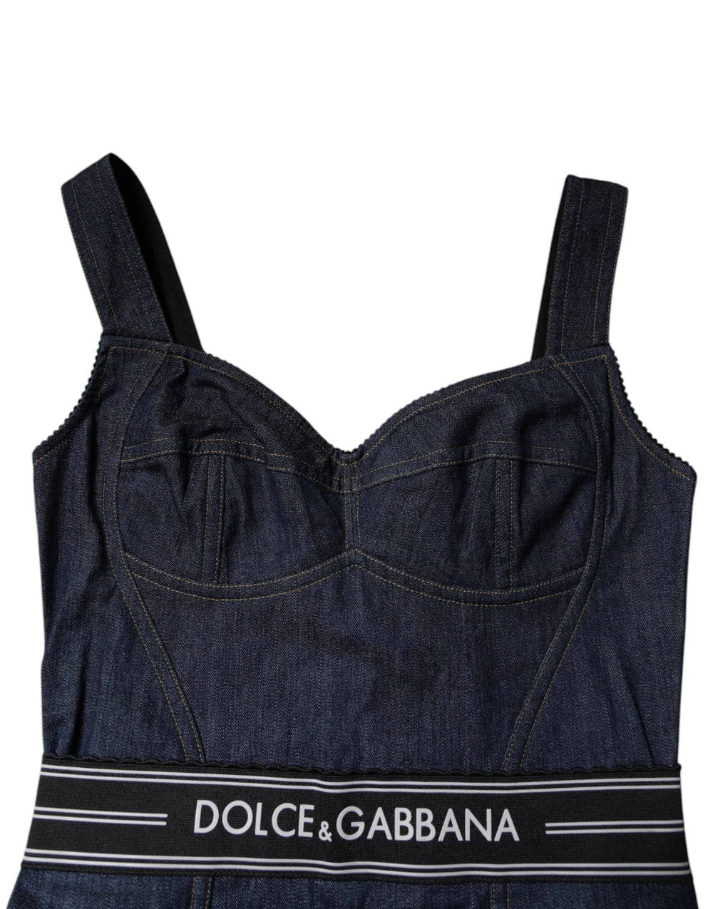 Dolce & Gabbana Blue Cotton Stretch Sleeveless Bodycon Denim Bodysuit - IT40|S - Bodysuits