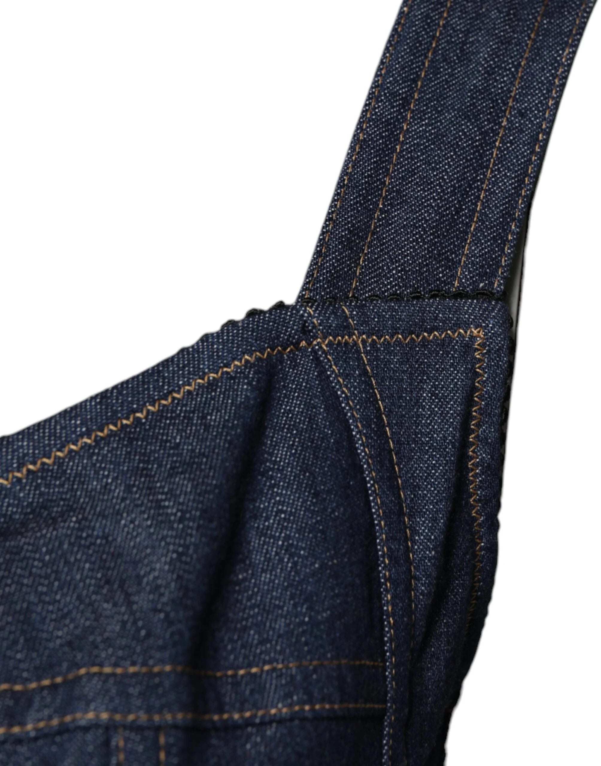 Dolce & Gabbana Blue Cotton Stretch Sleeveless Bodycon Denim Bodysuit - IT40|S - Bodysuits