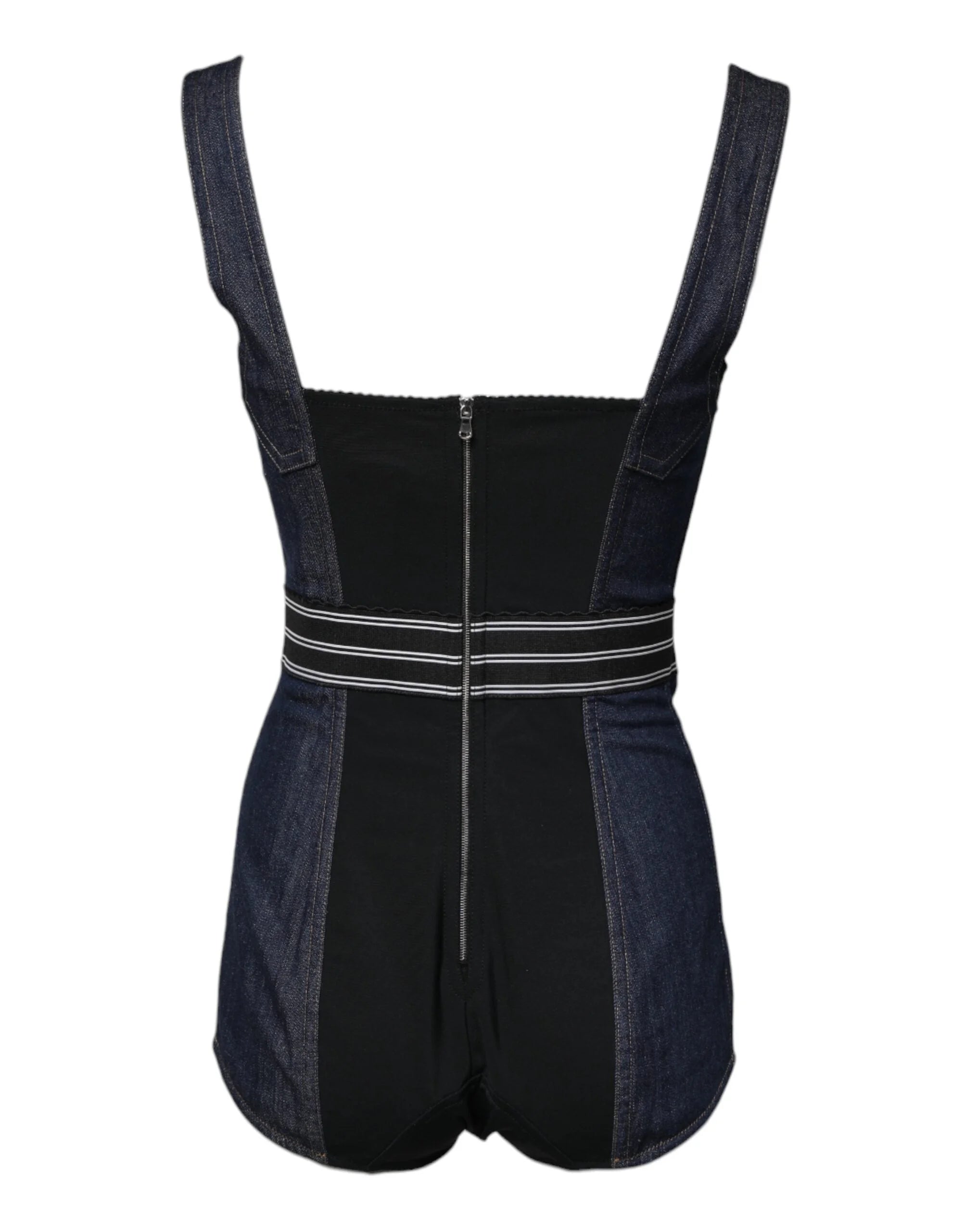 Dolce & Gabbana Blue Cotton Stretch Sleeveless Bodycon Denim Bodysuit - IT40|S - Bodysuits