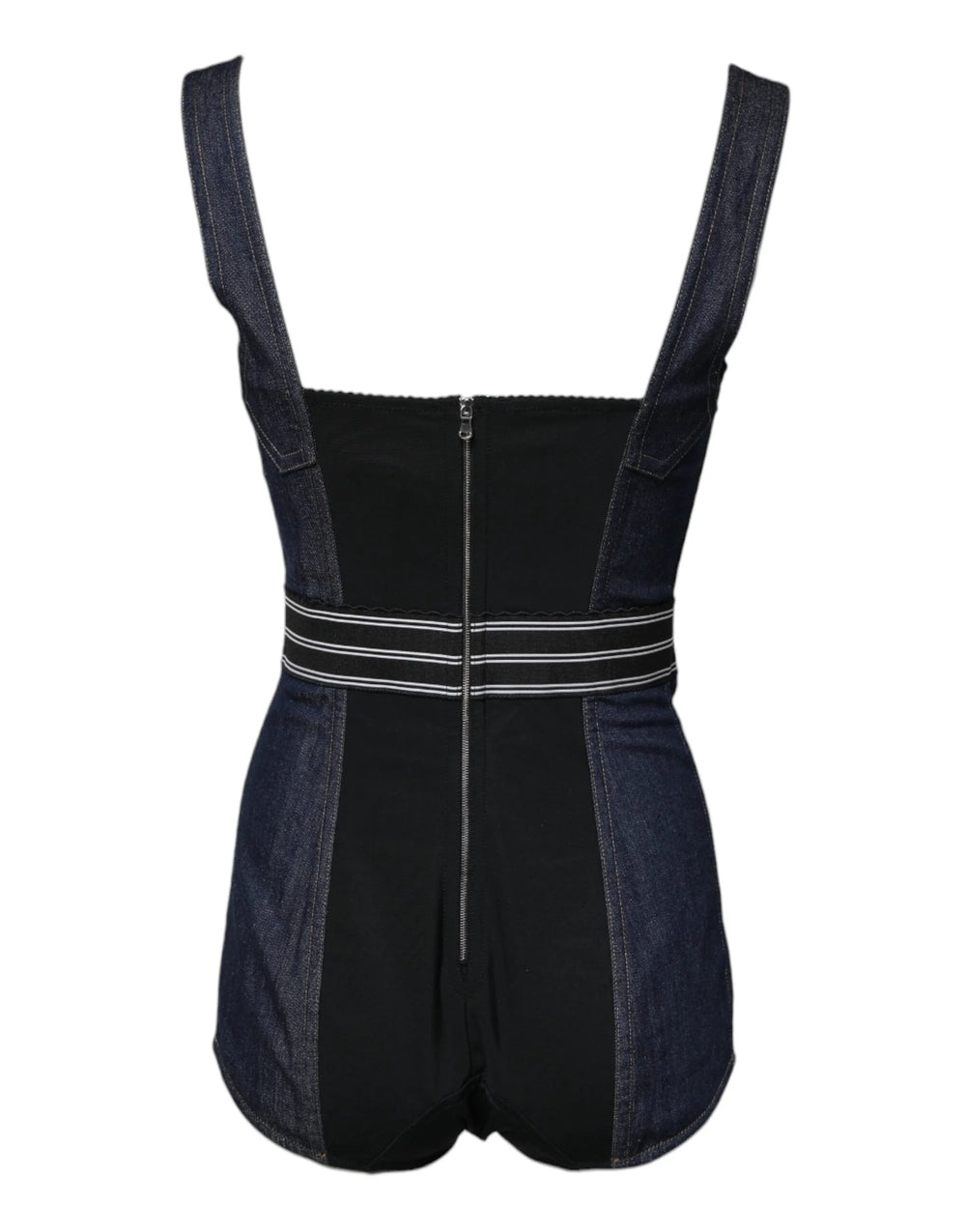 Dolce & Gabbana Blue Cotton Stretch Sleeveless Bodycon Denim Bodysuit - IT40|S - Bodysuits