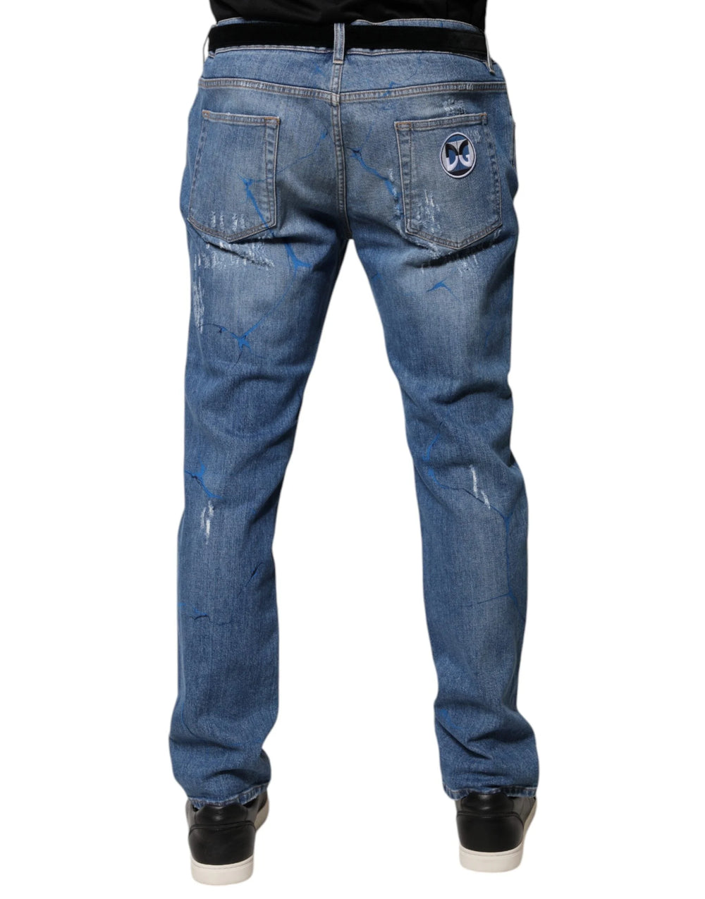 Dolce & Gabbana Blue Cotton Stretch Tattered Skinny Denim Jeans - Jeans