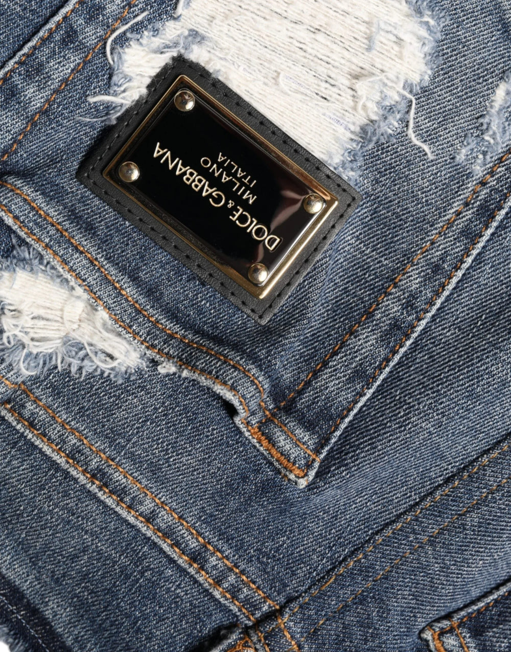 Dolce & Gabbana Blue Cotton Stretch Tattered Skinny Jeans - IT40|S - Jeans