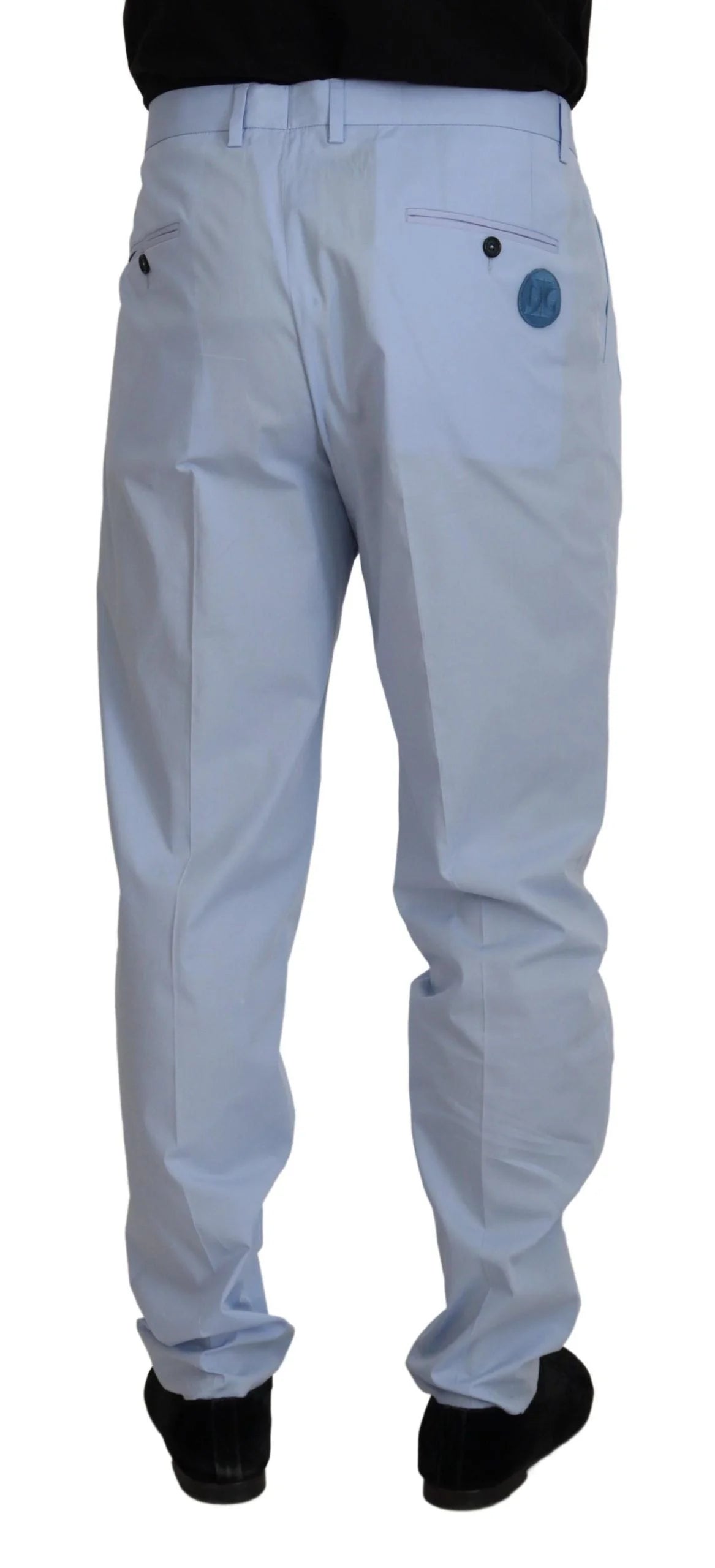 Dolce & Gabbana Blue Cotton Stretch Trousers Chinos Pants - Chinos
