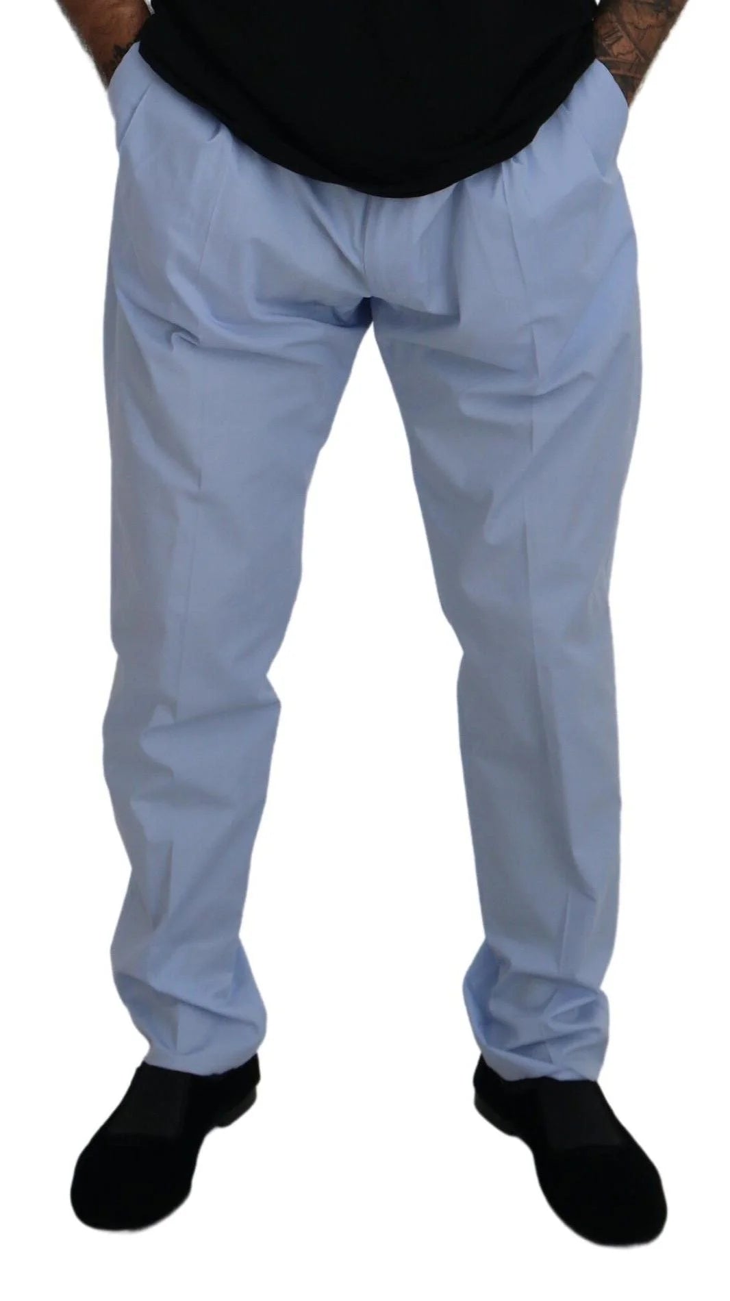 Dolce & Gabbana Blue Cotton Stretch Trousers Chinos Pants - Chinos