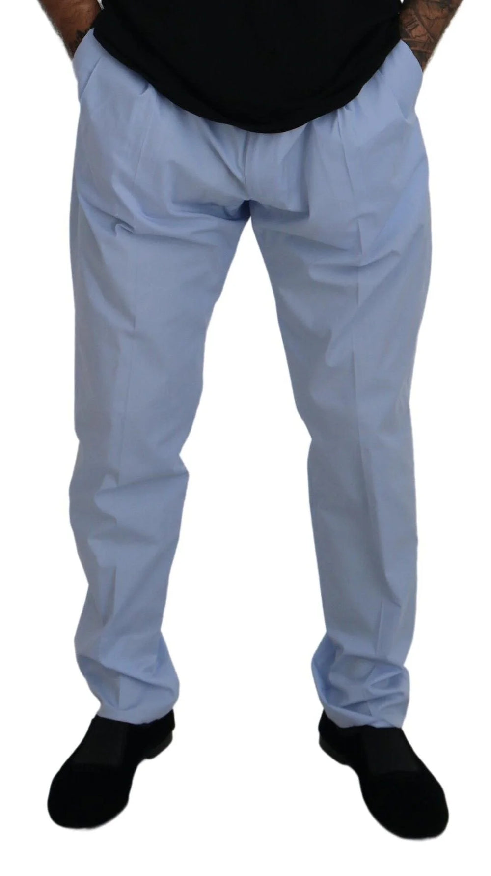 Dolce & Gabbana Blue Cotton Stretch Trousers Chinos Pants - Chinos