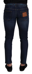 Dolce & Gabbana Blue Cotton Studded Low Waist Denim Jeans - IT48 | M - Jeans