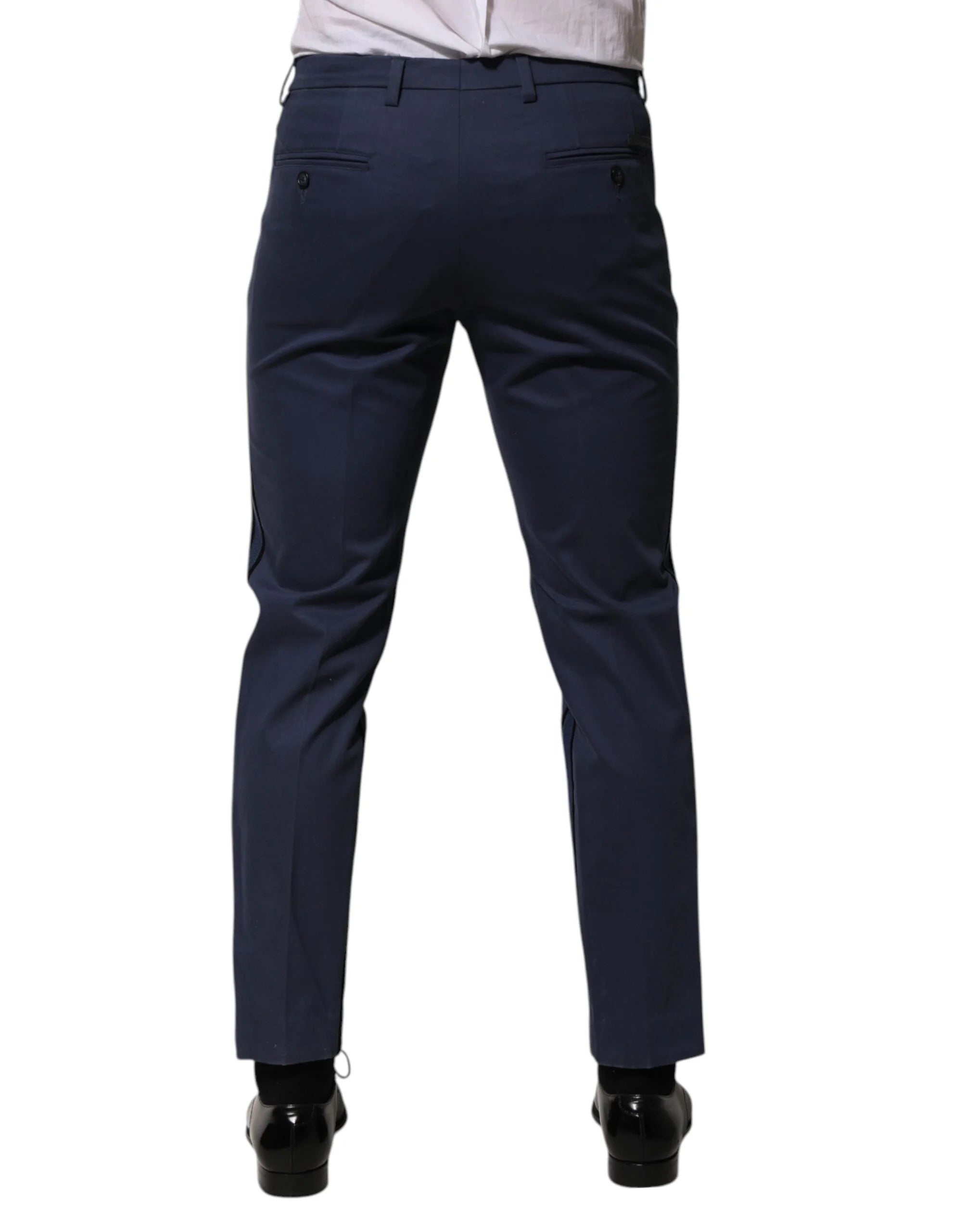 Dolce & Gabbana Blue Cotton Tapered Men Formal Trousers Pants - IT48 | M - Trousers