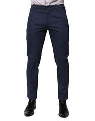 Dolce & Gabbana Blue Cotton Tapered Men Formal Trousers Pants - IT48 | M