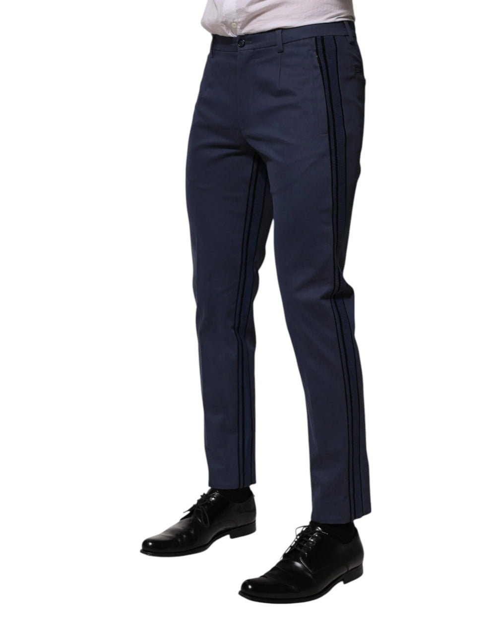 Dolce & Gabbana Blue Cotton Tapered Men Formal Trousers Pants - IT48 | M