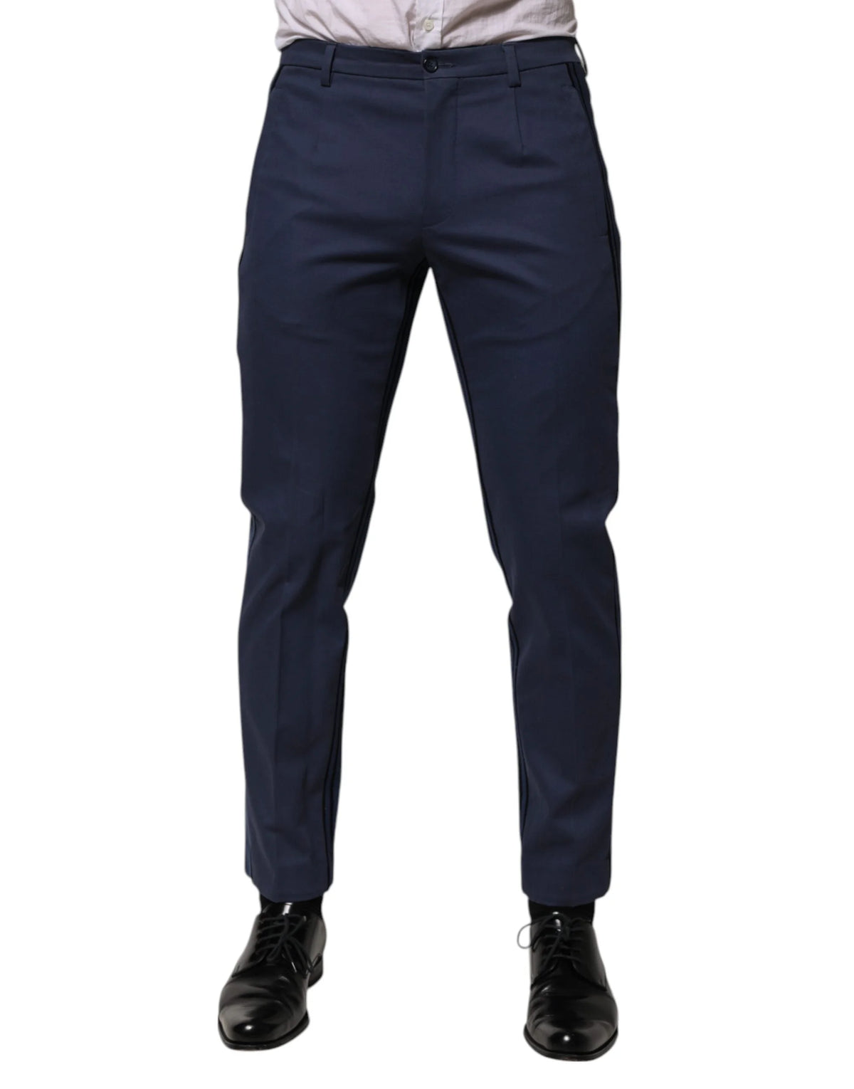Dolce & Gabbana Blue Cotton Tapered Men Formal Trousers Pants - IT48 | M - Trousers