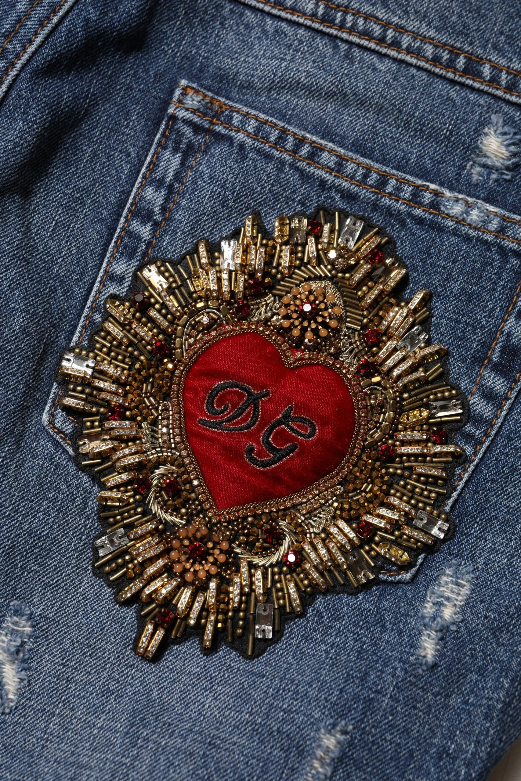 Dolce & Gabbana Blue Cotton Tattered Boyfriend Denim Jeans - IT38 | XS