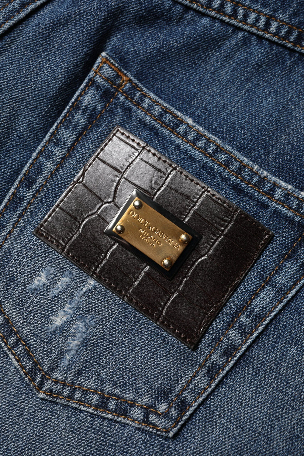 Dolce & Gabbana Blue Cotton Tattered Denim Bermuda Shorts - IT40|S - Bermudas