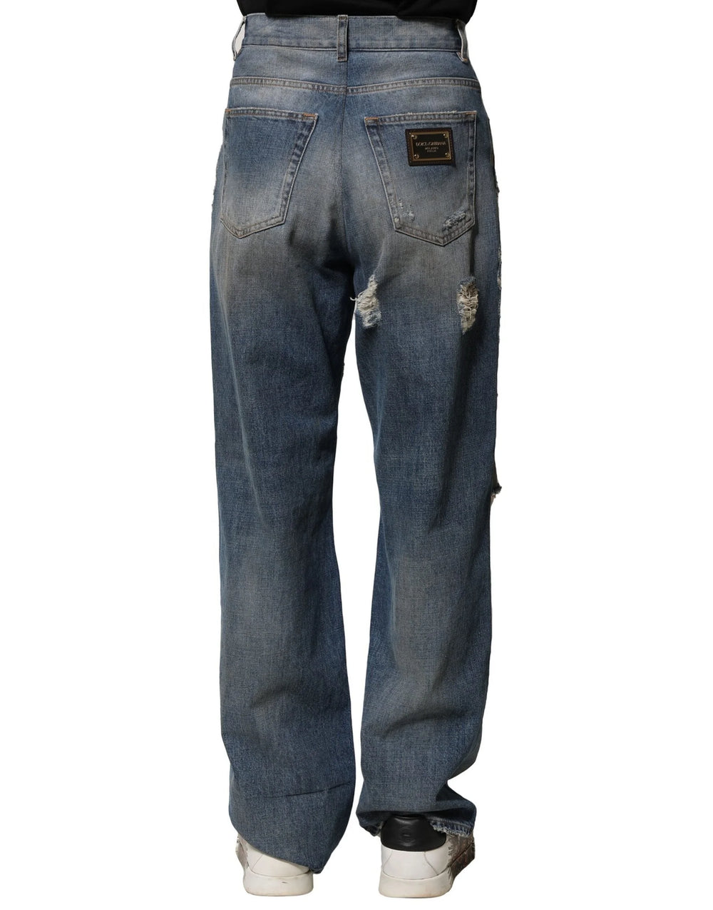 Dolce & Gabbana Blue Cotton Tattered Men Denim Jeans - IT46 | S - Jeans