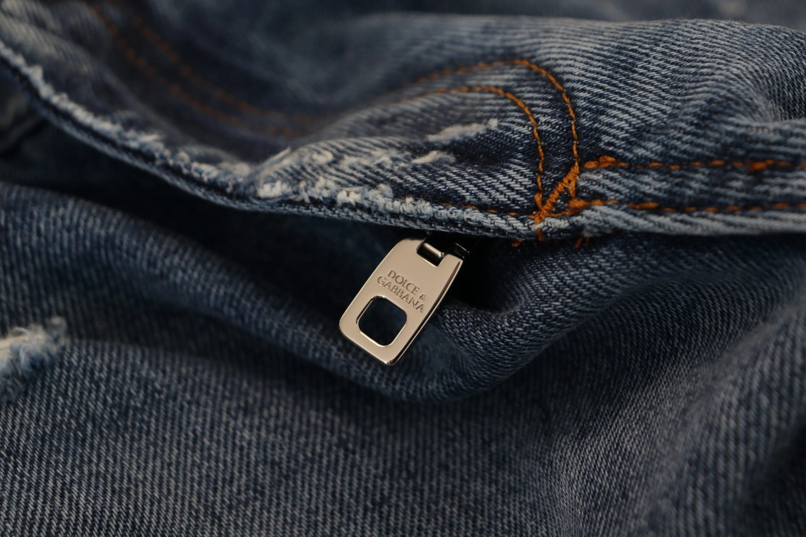 Dolce & Gabbana Blue Cotton Tattered Men Denim Jeans - IT48 | M - Jeans