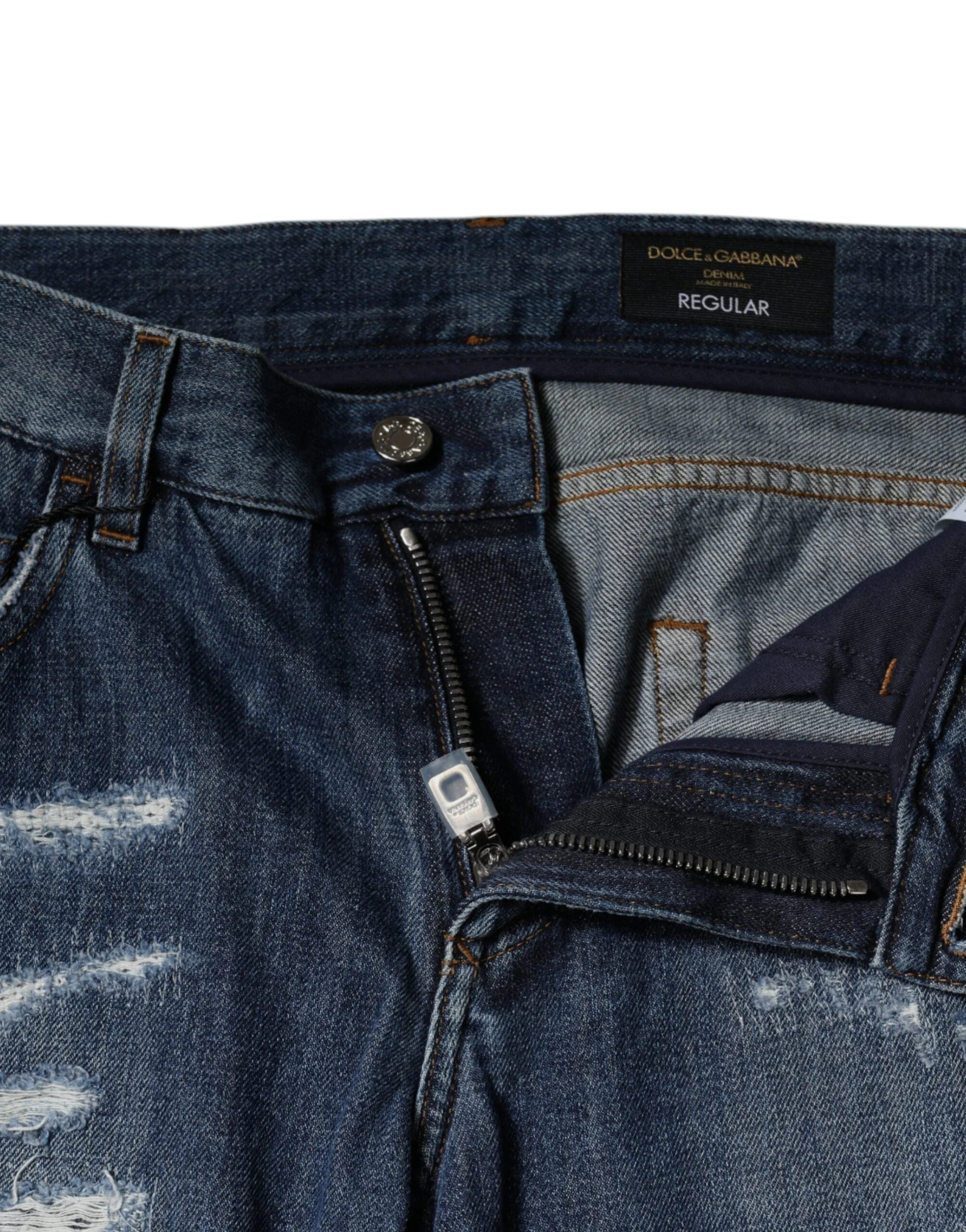 Dolce & Gabbana Blue Cotton Tattered Skinny Denim Jeans - IT46 | S - Jeans