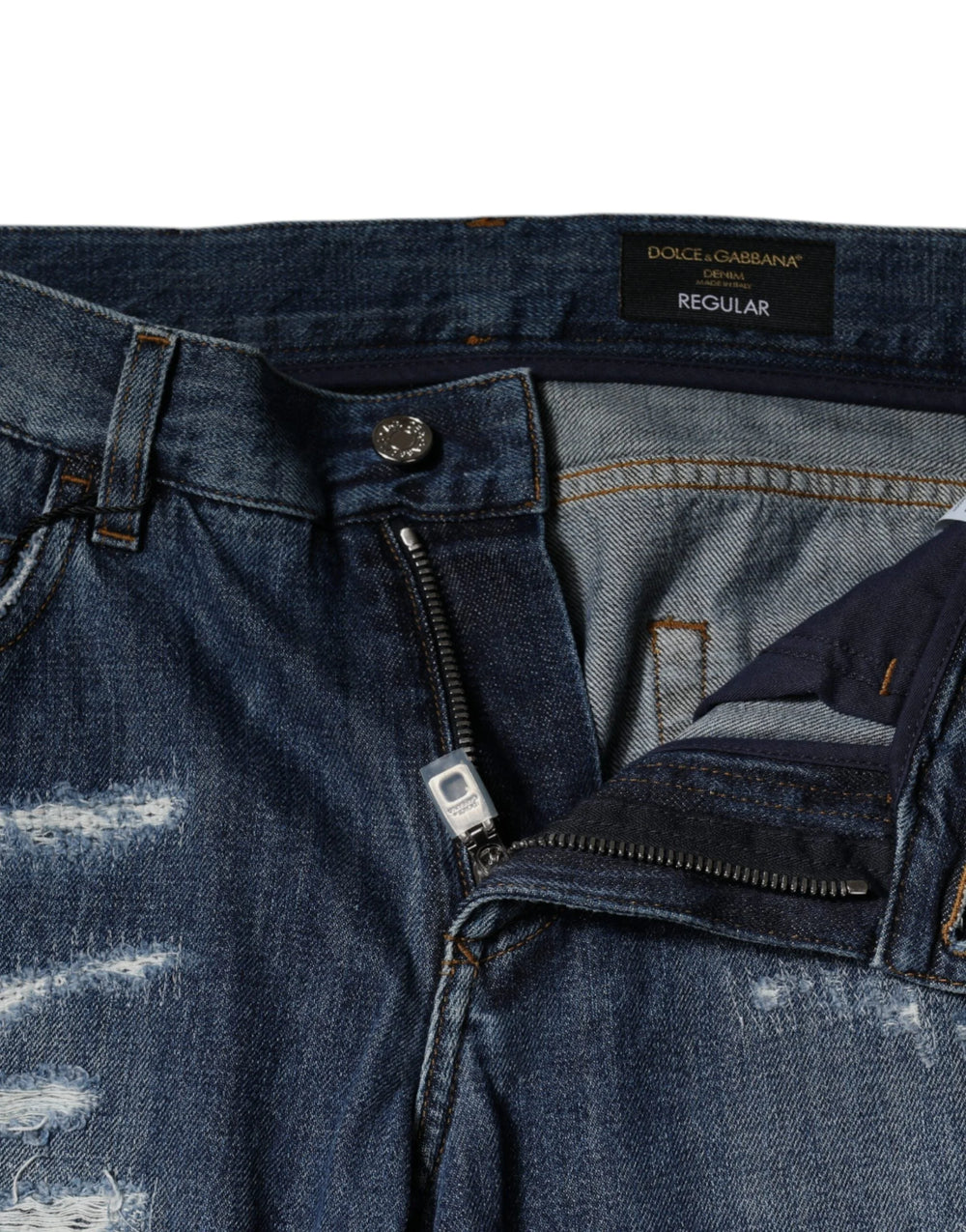 Dolce & Gabbana Blue Cotton Tattered Skinny Denim Jeans - IT46 | S - Jeans