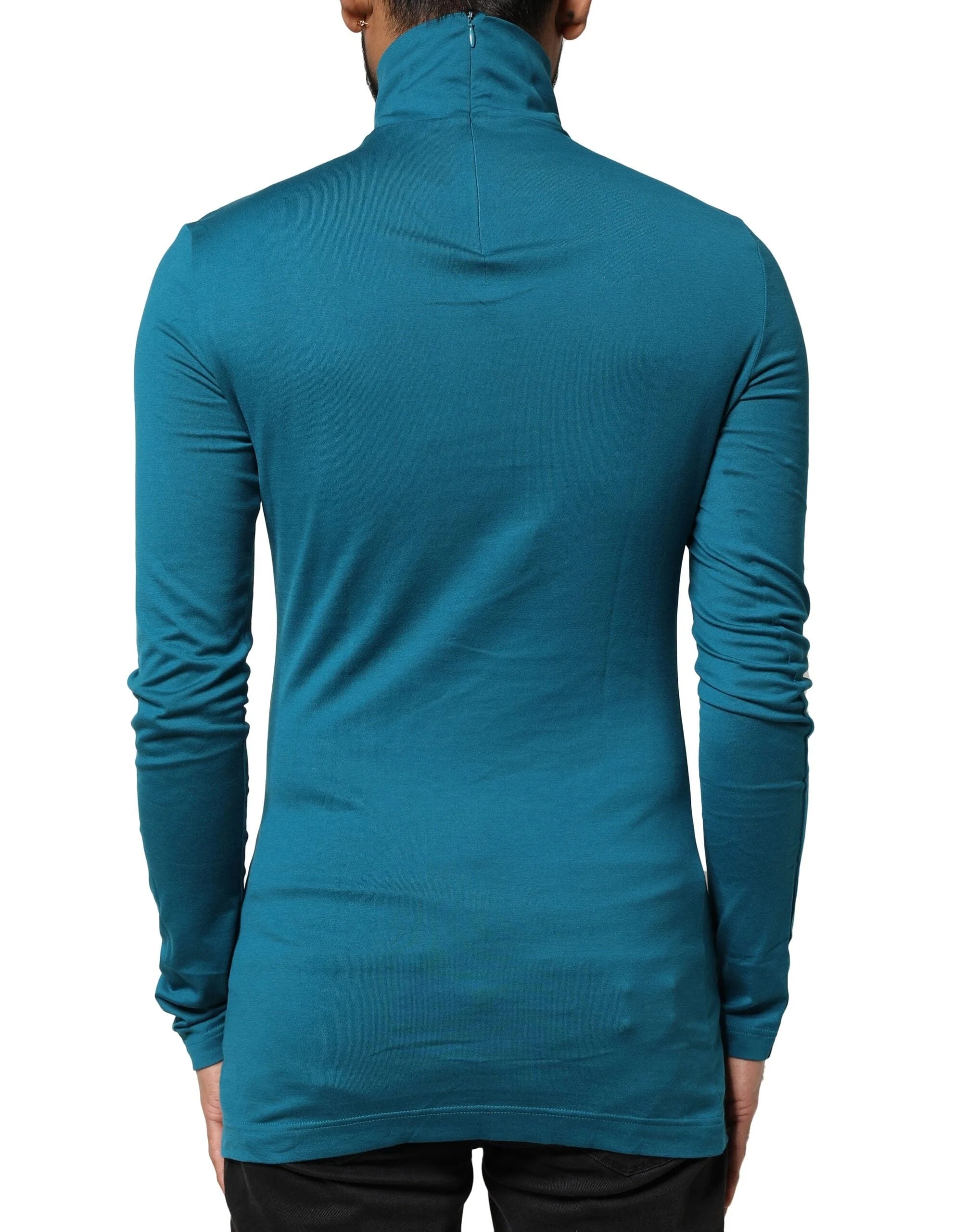 Dolce & Gabbana Blue Cotton Turtleneck Long Sleeves Sweater - IT44 | XS - Sweaters