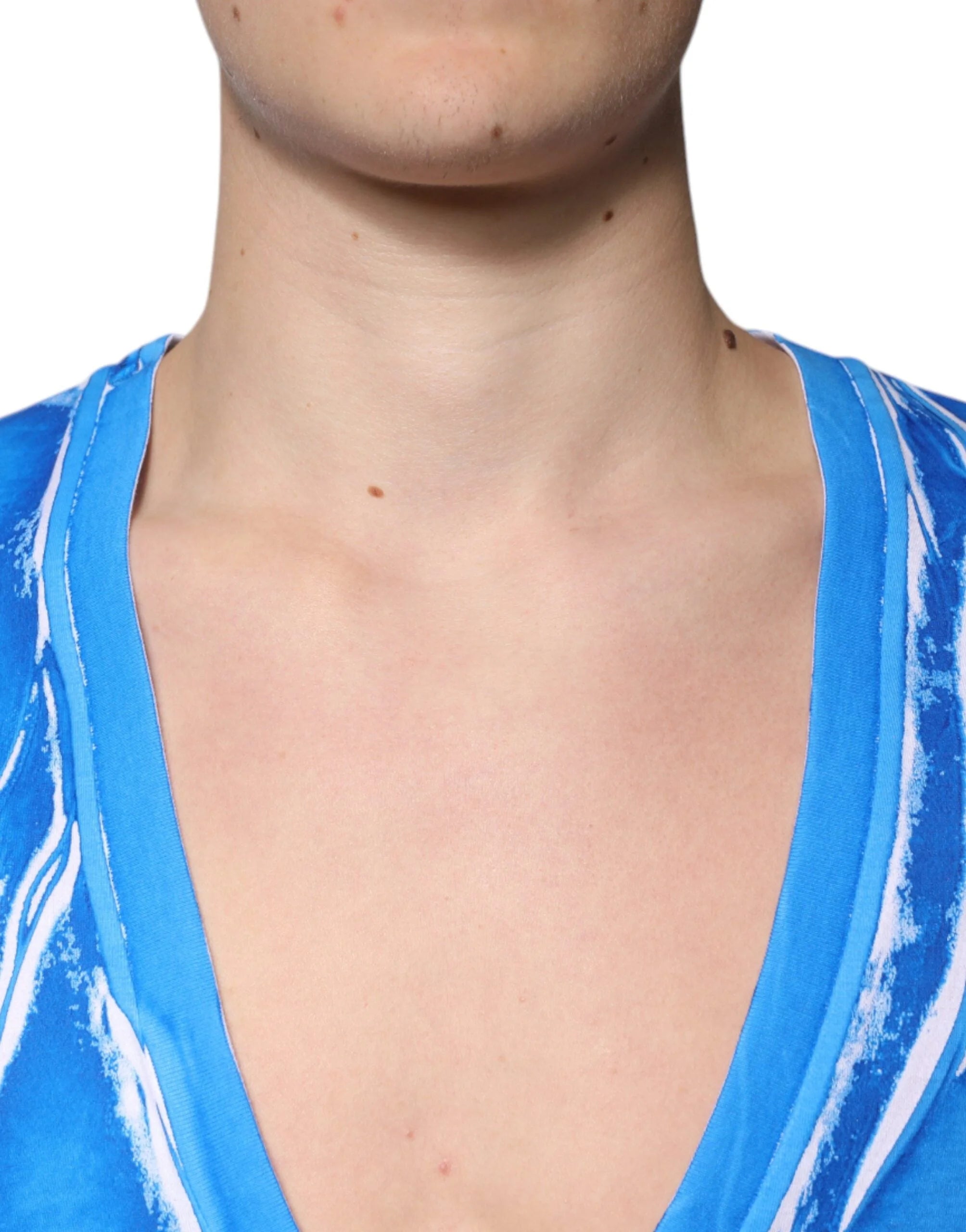 Dolce & Gabbana Blue Cotton V-neck Short Sleeves T-shirt - IT50 | L - T-Shirts