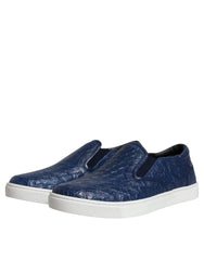 Dolce & Gabbana Blue Croc Exotic Leather Men Sneakers Shoes - EU41/US8