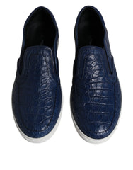Dolce & Gabbana Blue Croc Exotic Leather Men Sneakers Shoes - EU41/US8