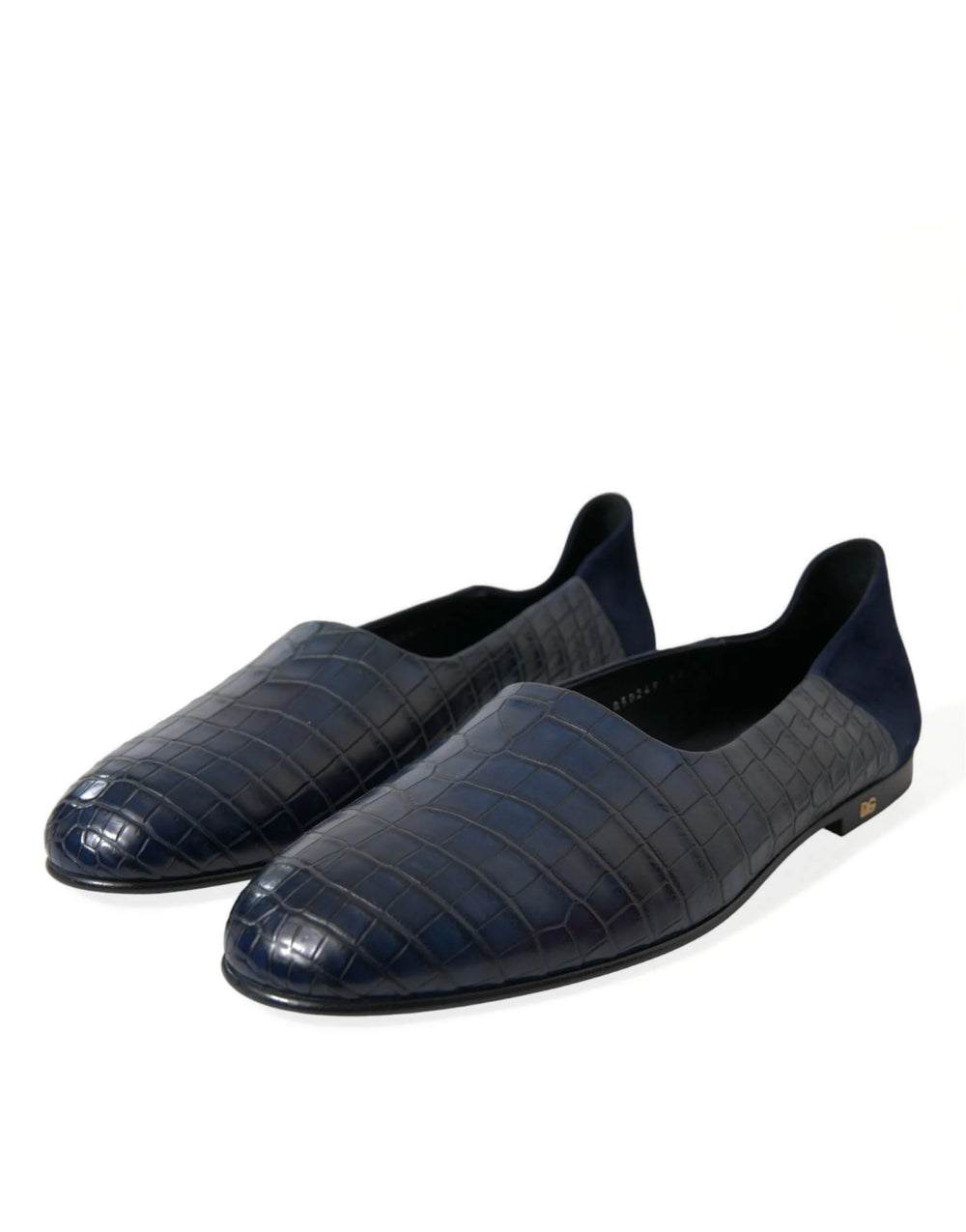 Dolce & Gabbana Blue Crocodile Leather Loafers Slip On Shoes - EU45/US12 - Flats