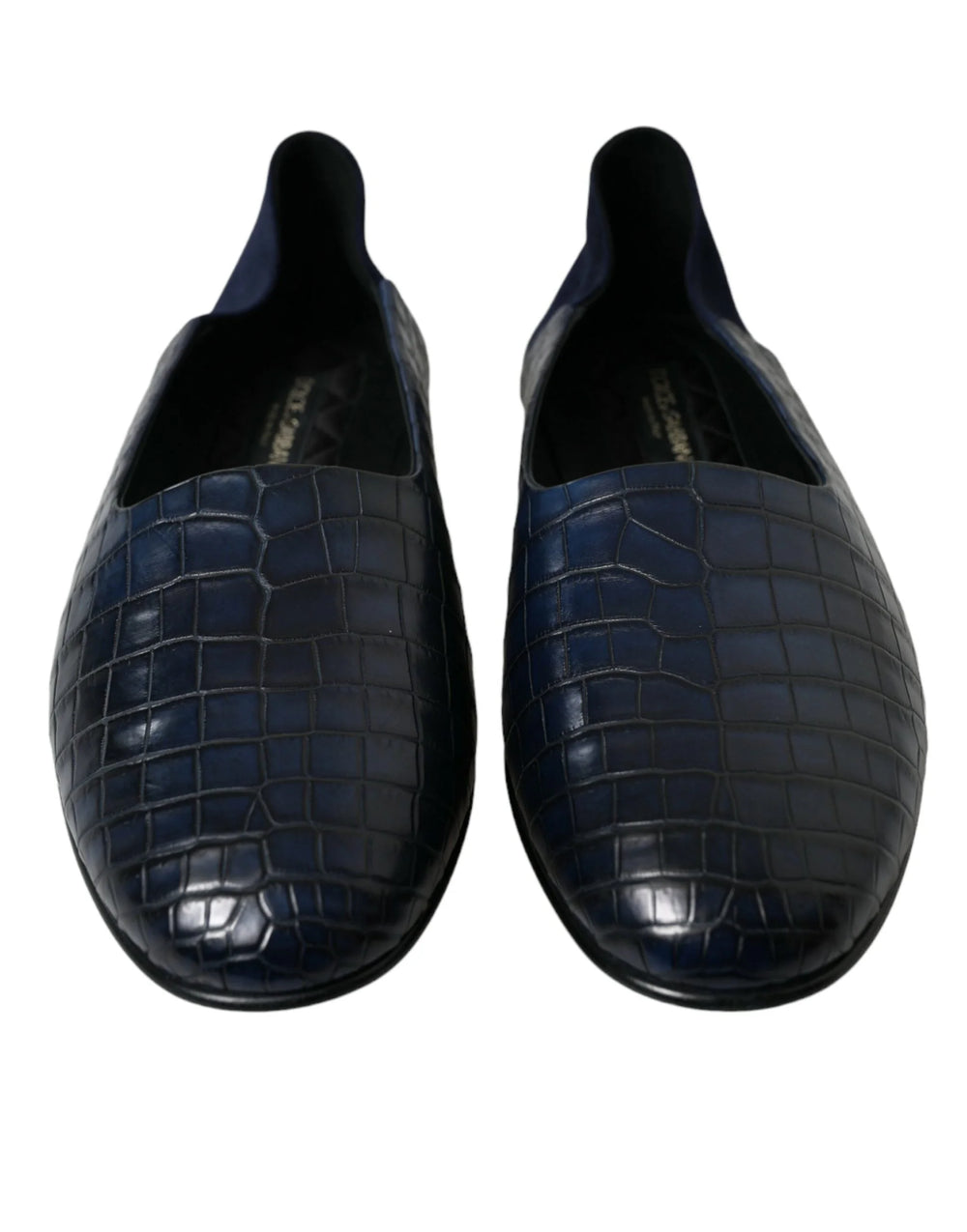 Dolce & Gabbana Blue Crocodile Leather Loafers Slip On Shoes - EU45/US12 - Flats