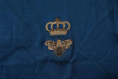 Dolce & Gabbana Blue Crown Bee Cotton Men Crew Neck T-shirt - IT44 | XS - T-Shirts