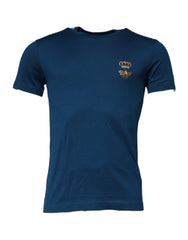 Dolce & Gabbana Blue Crown Bee Cotton Men Crew Neck T-shirt - IT44 | XS - T-Shirts