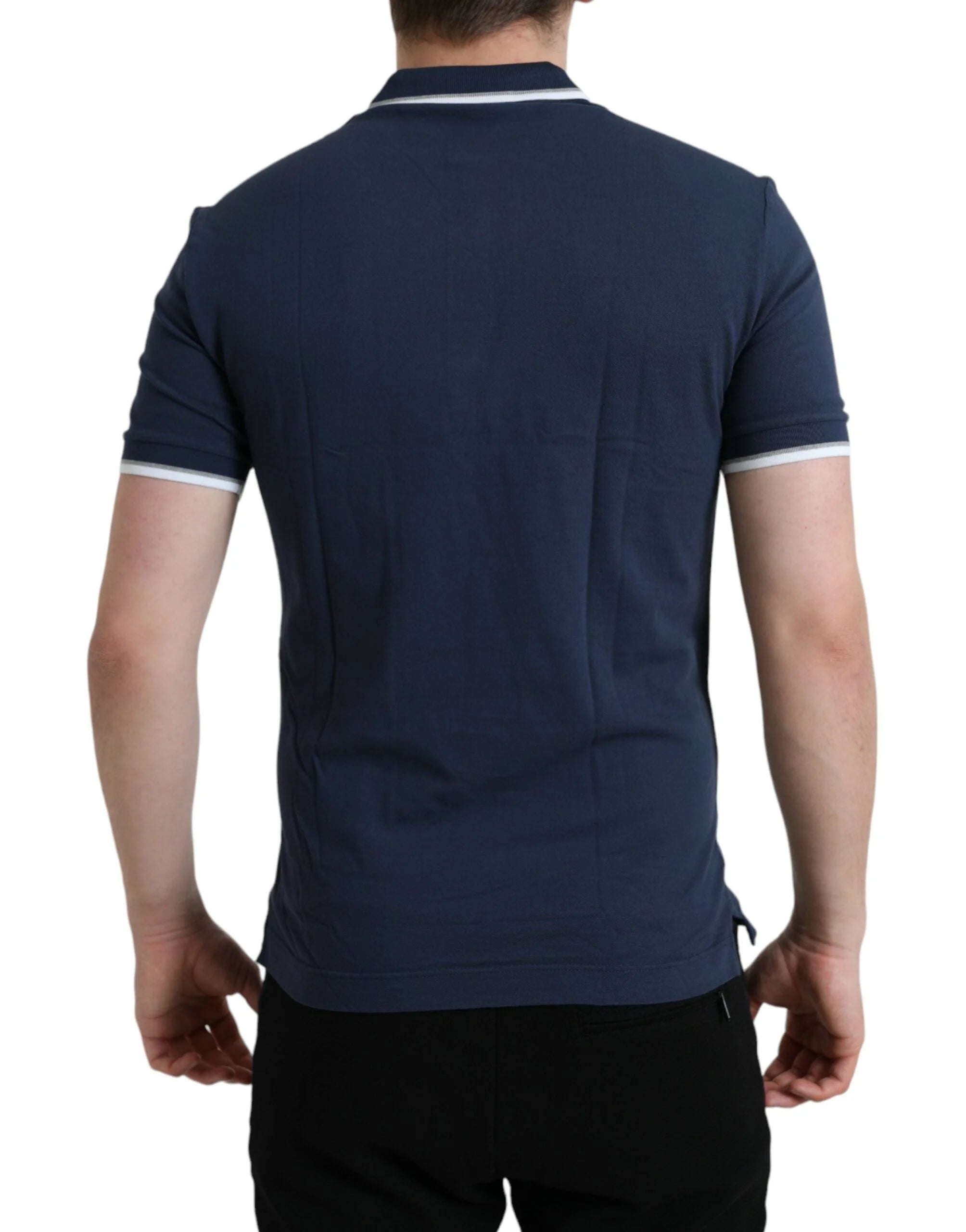 Dolce & Gabbana Blue Crown Patch Cotton Collared Men Polo T-shirt - IT44 | XS - Polos