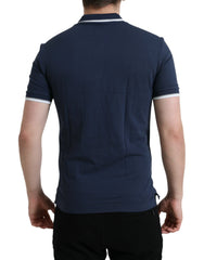 Dolce & Gabbana Blue Crown Patch Cotton Collared Men Polo T-shirt - IT44 | XS - Polos
