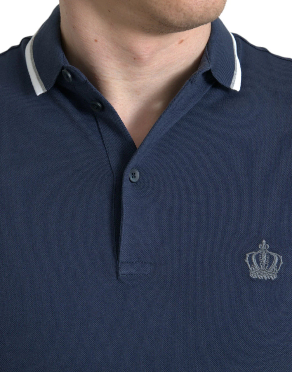 Dolce & Gabbana Blue Crown Patch Cotton Collared Men Polo T-shirt - IT44 | XS - Polos