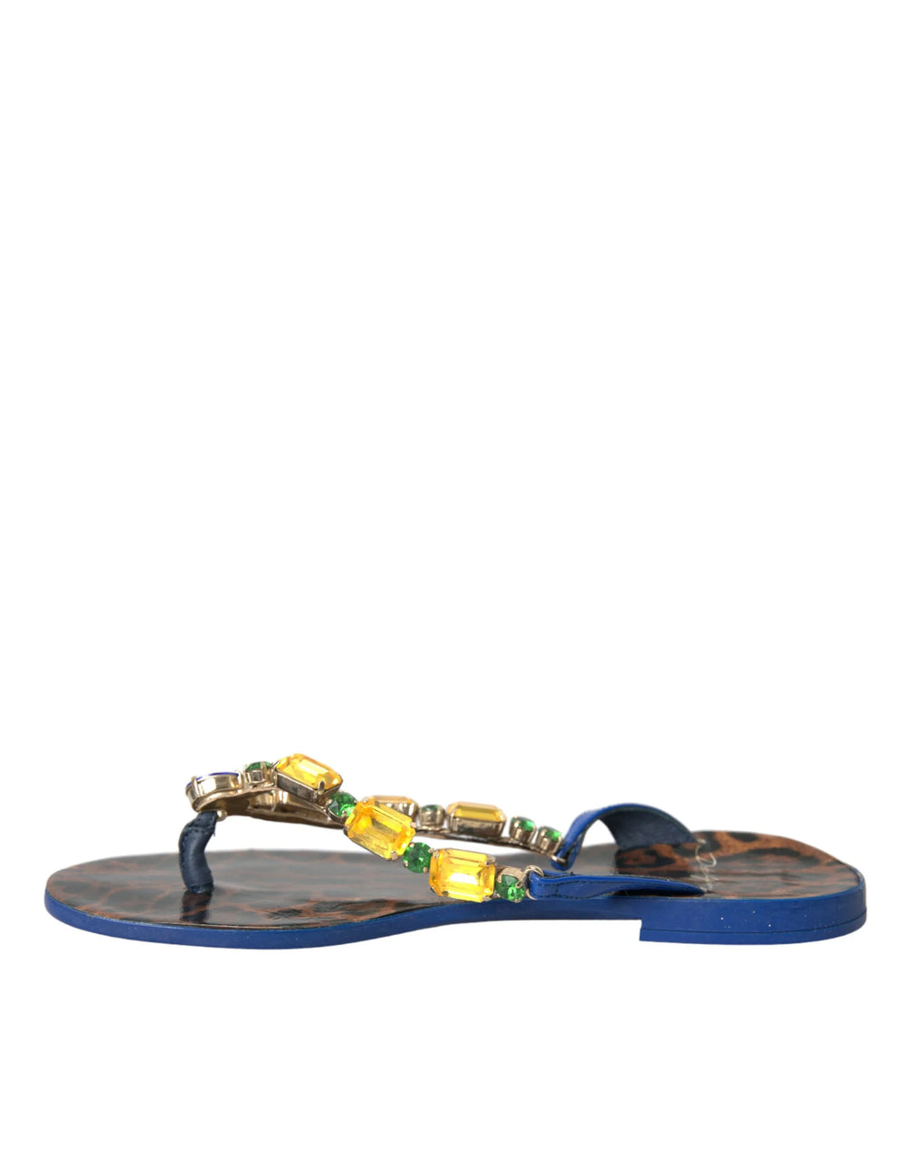 Dolce & Gabbana Blue Crystal Calf Leather Beachwear Shoes - EU36/US5.5 - Sandals
