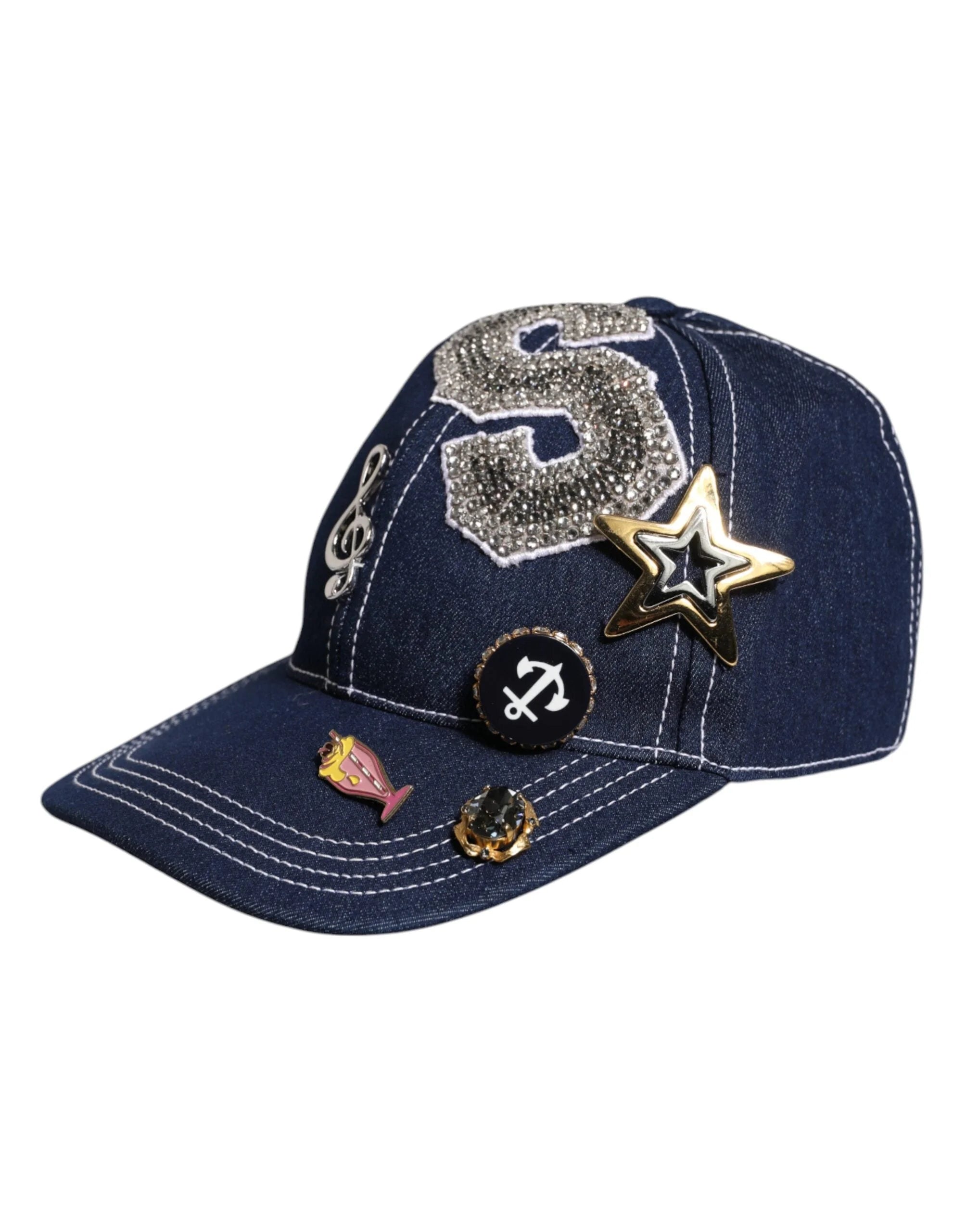 Dolce & Gabbana Blue Crystal Embellishment Baseball Cap - Baseball Caps