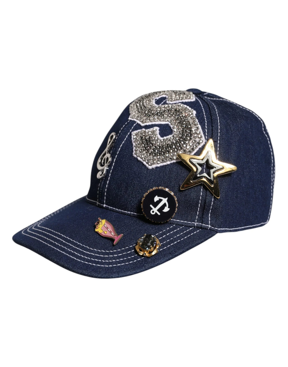 Dolce & Gabbana Blue Crystal Embellishment Baseball Cap - Baseball Caps