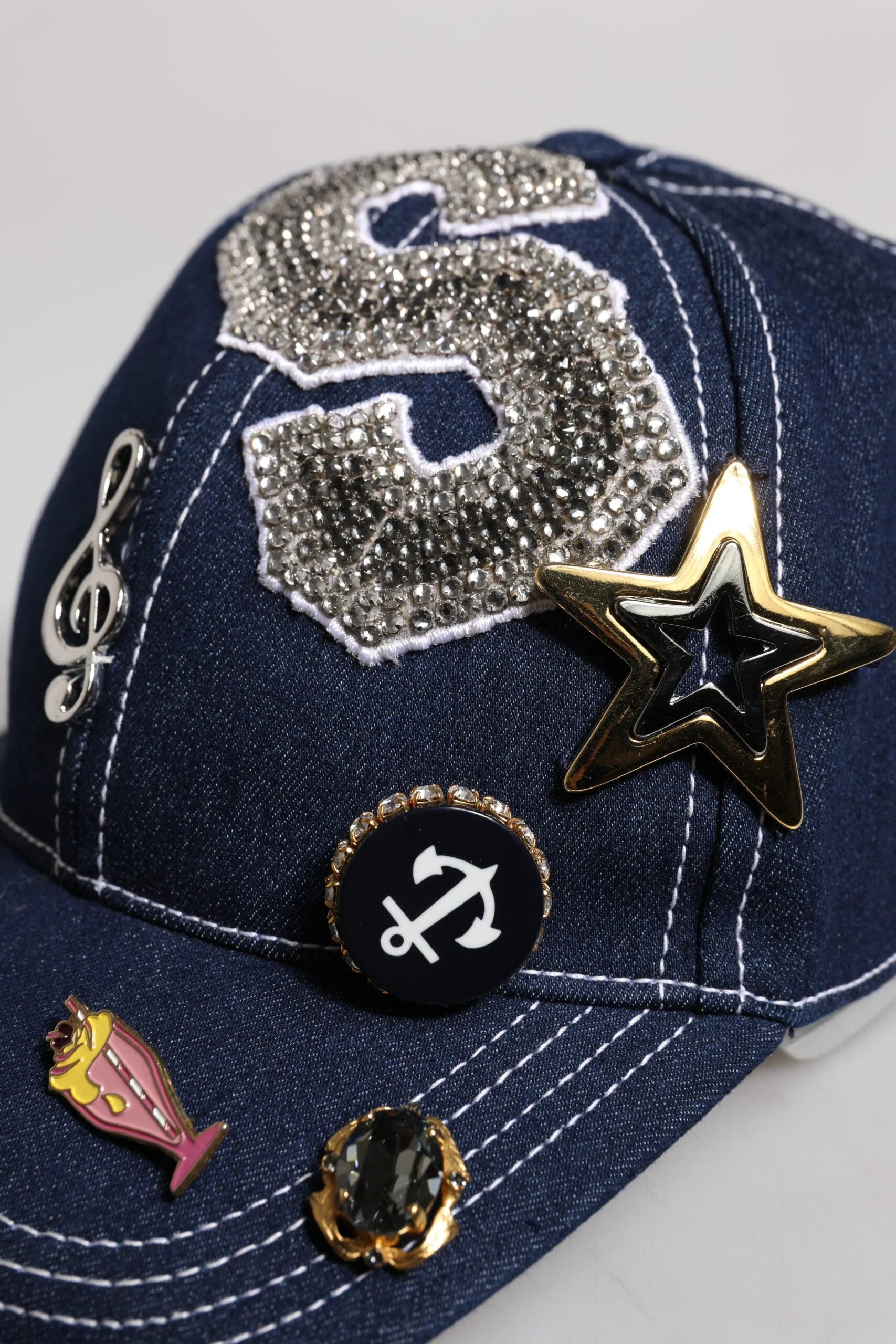 Dolce & Gabbana Blue Crystal Embellishment Baseball Cap - Baseball Caps