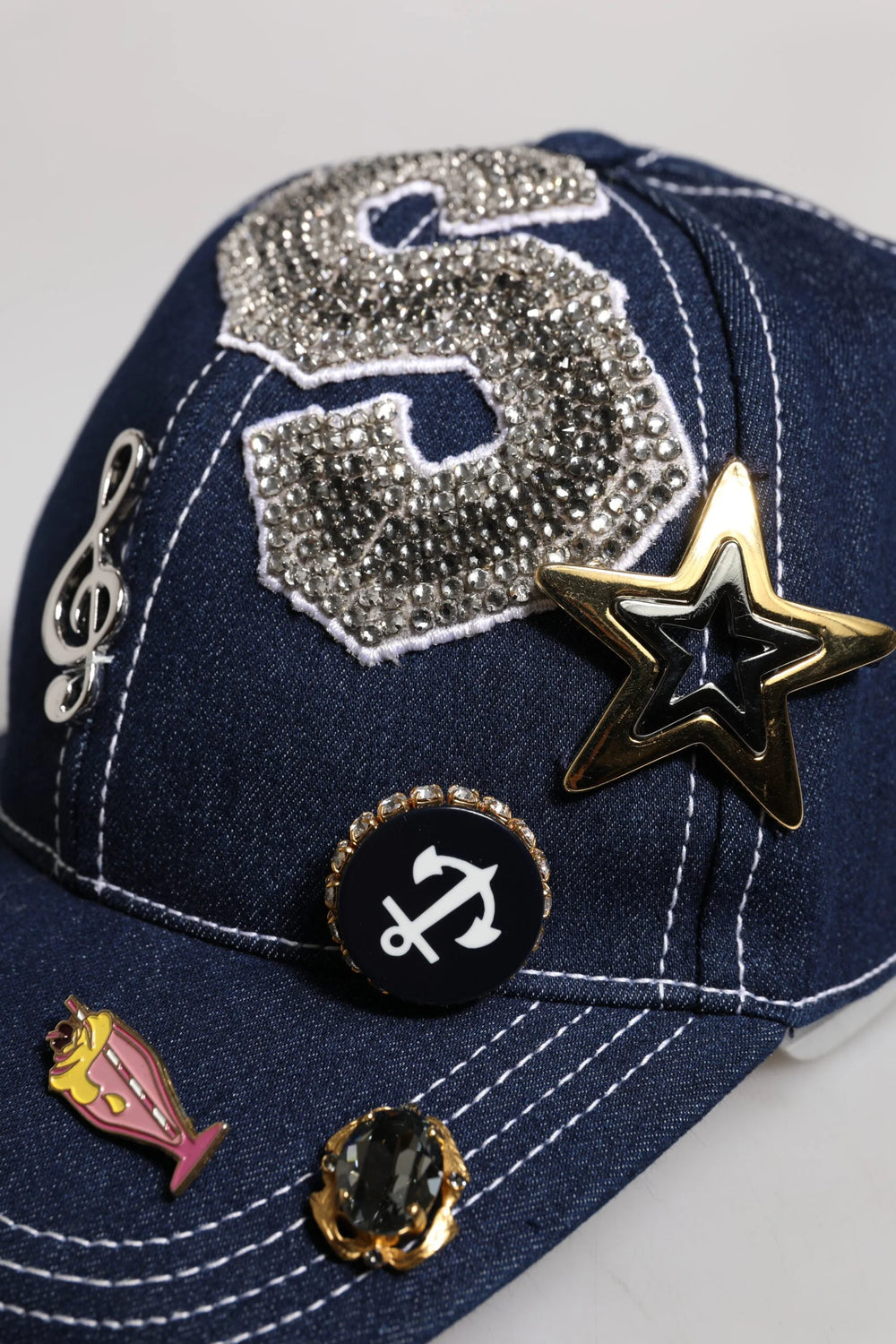 Dolce & Gabbana Blue Crystal Embellishment Baseball Cap - Baseball Caps