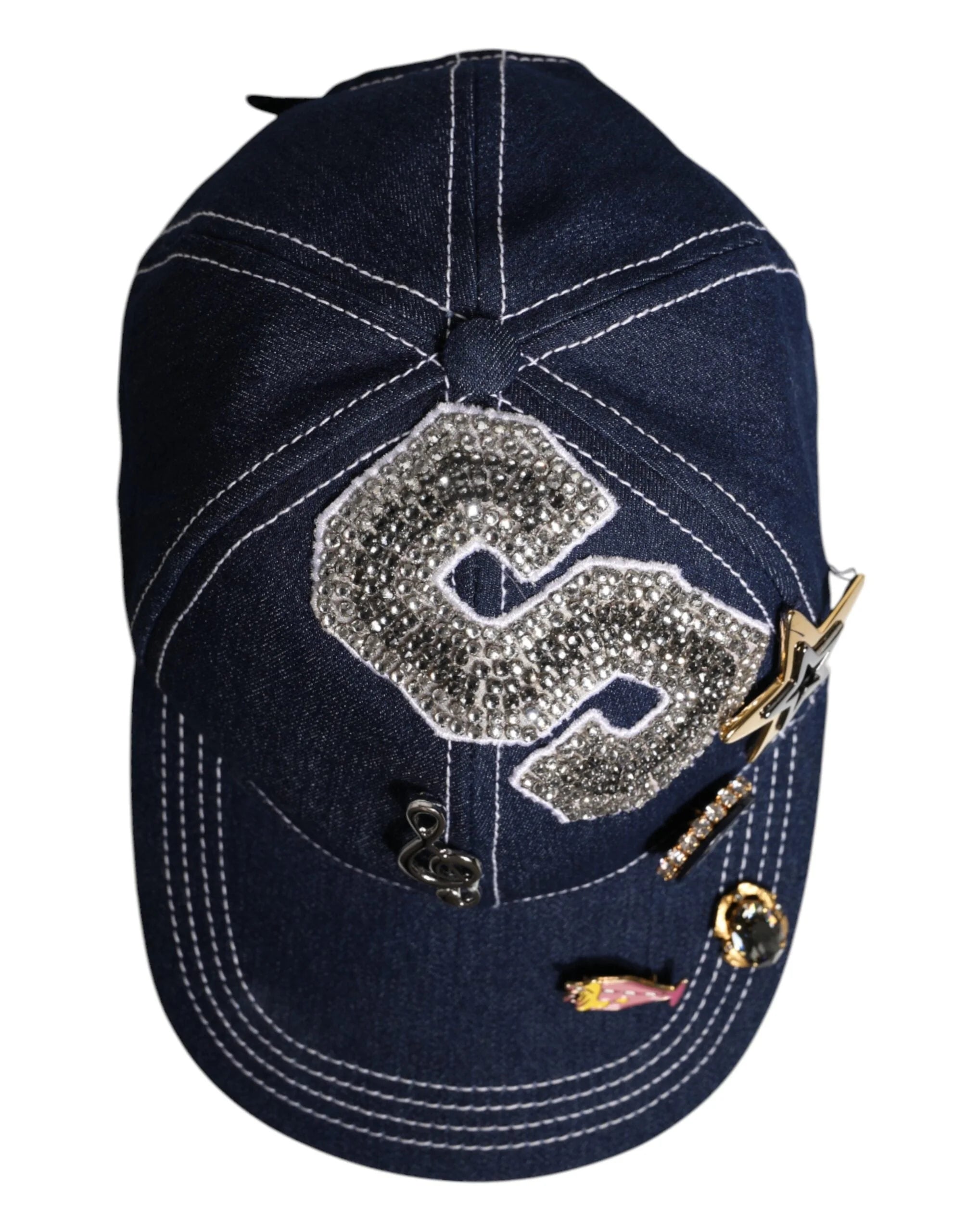 Dolce & Gabbana Blue Crystal Embellishment Baseball Cap - Baseball Caps