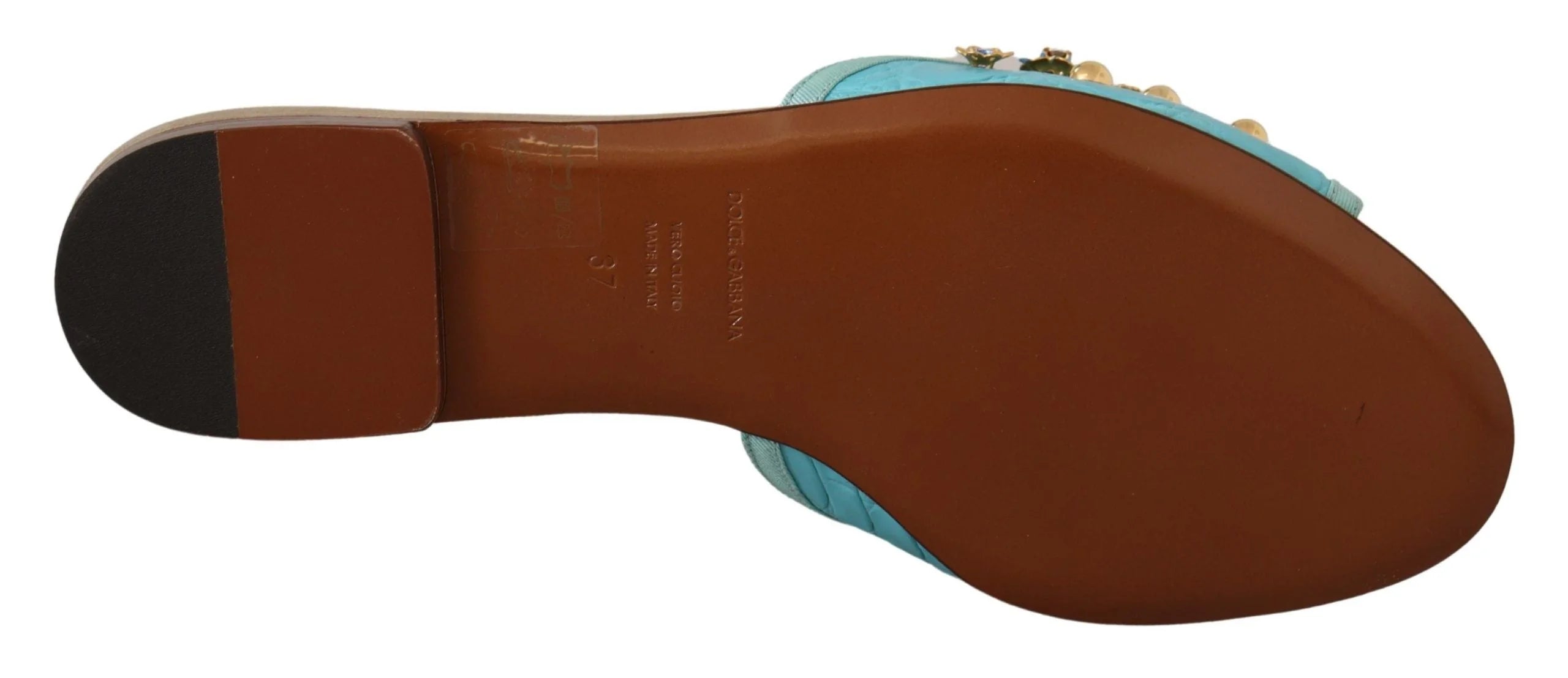 Dolce & Gabbana Blue Crystal Exotic Leather Blue Crystal Sandals - Sandals