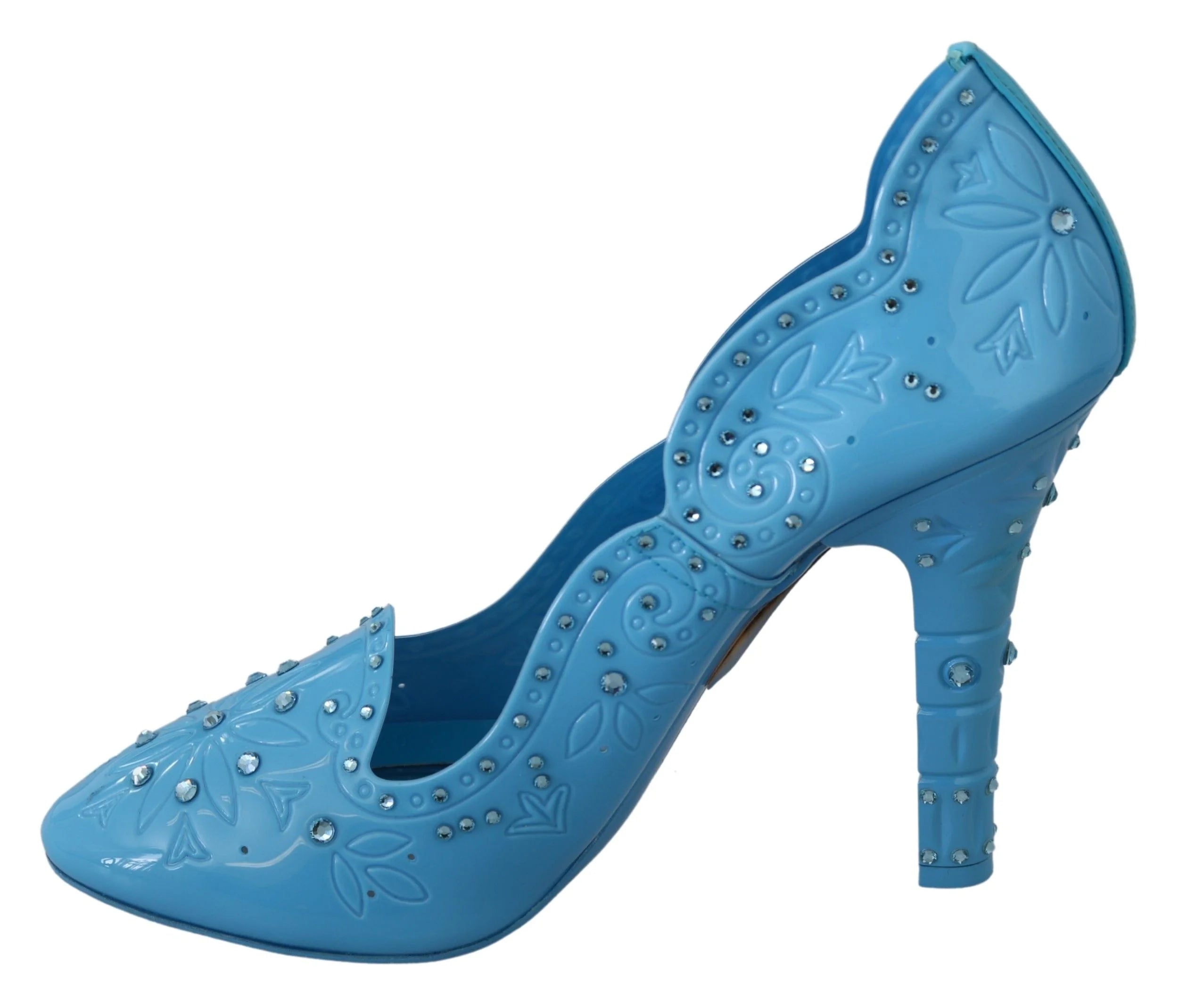 Dolce & Gabbana Blue Crystal Floral CINDERELLA Heels Shoes - EU39/US8.5
