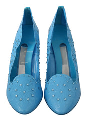 Dolce & Gabbana Blue Crystal Floral CINDERELLA Heels Shoes - EU39/US8.5