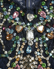 Dolce & Gabbana Blue Crystal Floral Lace Long Gown Dress - IT38|XS - Dresses