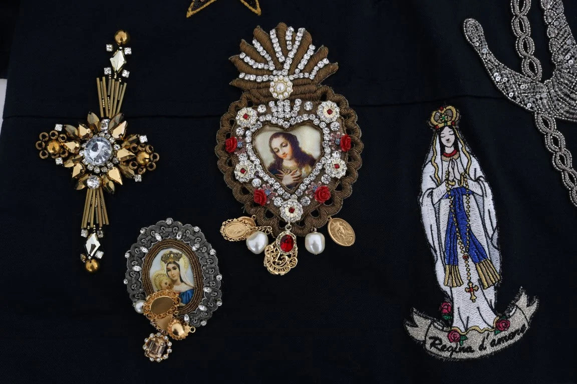 Dolce & Gabbana Blue Crystal MAMMA Sicily Jacket - IT36 | S - Capes