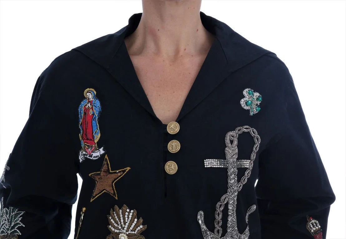 Dolce & Gabbana Blue Crystal MAMMA Sicily Jacket - IT36 | S - Capes