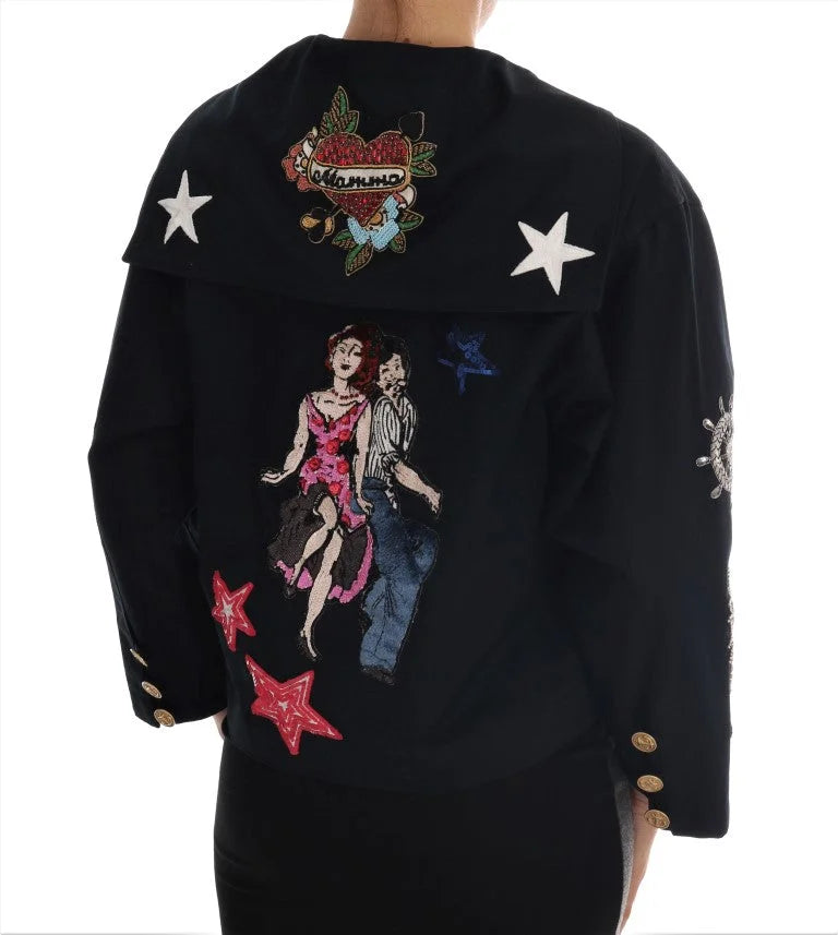 Dolce & Gabbana Blue Crystal MAMMA Sicily Jacket - IT36 | S - Capes