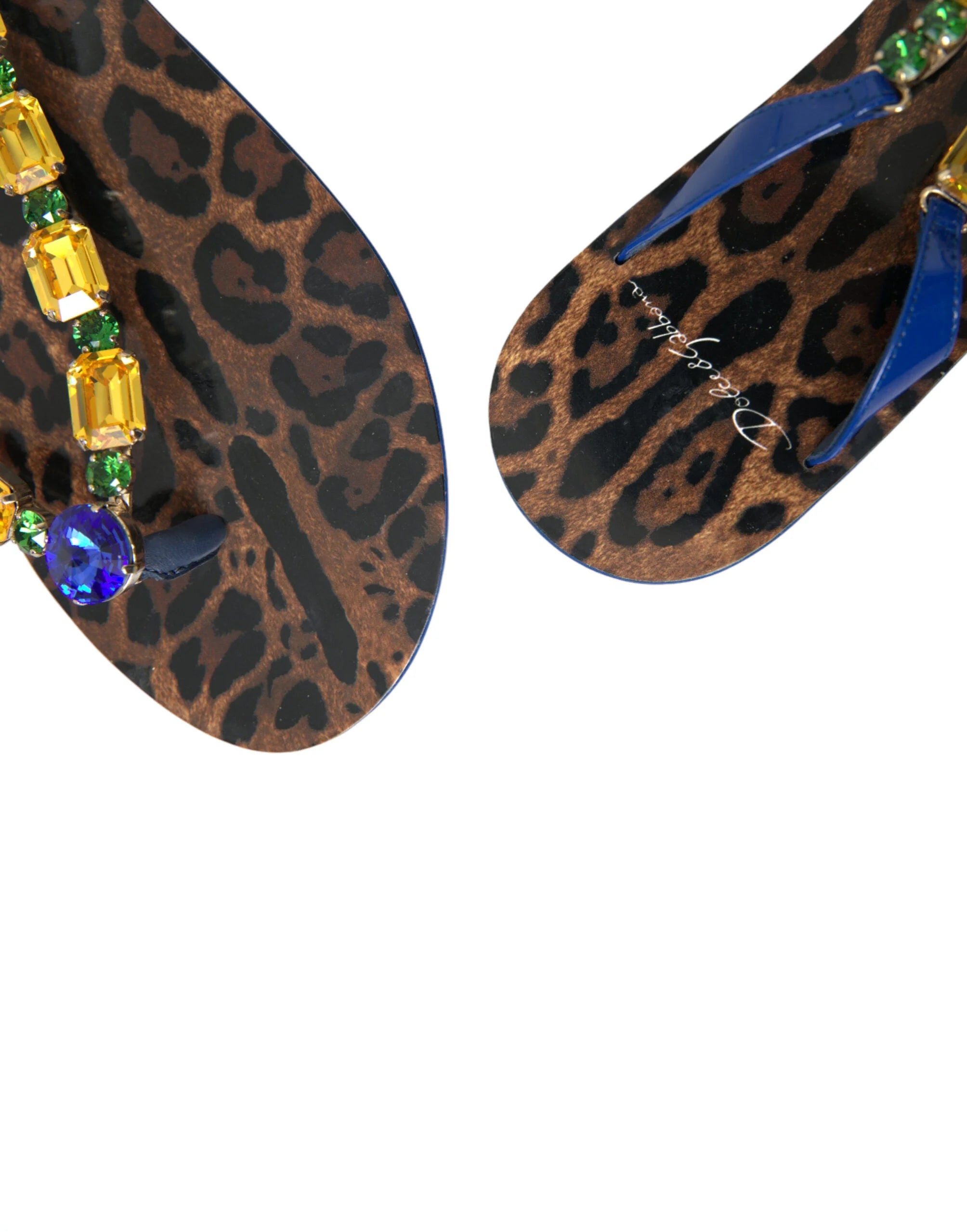 Dolce & Gabbana Blue Crystals Flats Sandals Beachwear Shoes - Sandals