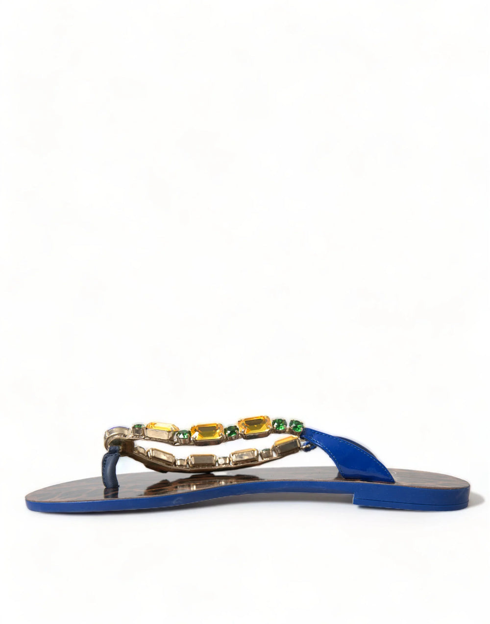 Dolce & Gabbana Blue Crystals Flats Sandals Beachwear Shoes - Sandals