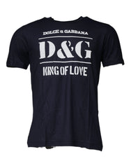 Dolce & Gabbana Blue D&G King Of Love Cotton Crew Neck T-shirt - IT50 | L - T-Shirts