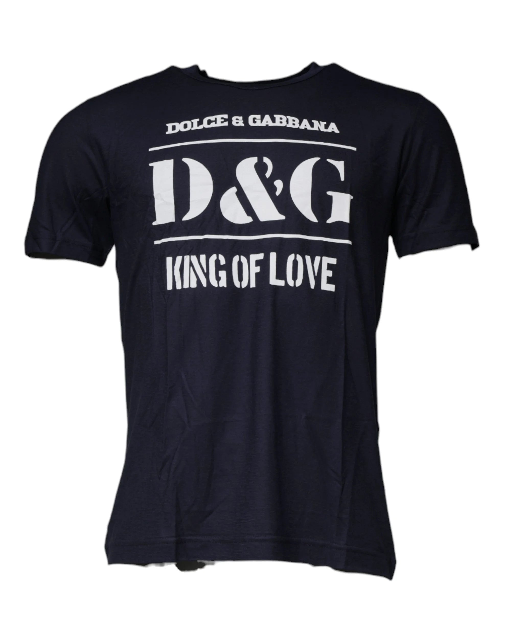 Dolce & Gabbana Blue D&G King Of Love Cotton Crew Neck T-shirt - IT50 | L - T-Shirts